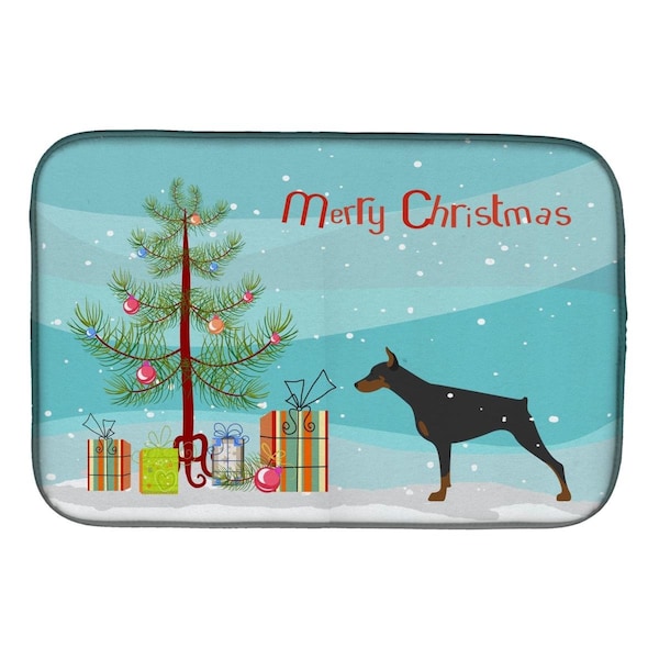 Carolines Treasures Doberman Pinscher Merry Christmas Tree Dish Drying Mat - BB2978DDM