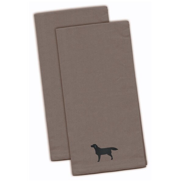 Carolines Treasures Black Labrador Retriever Gray Embroidered Kitchen Towel - BB3408GYTWE