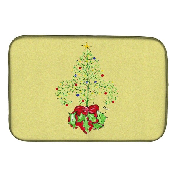 Carolines Treasures Christmas Tree Fleur De Lis Dish Drying Mat - 8501DDM