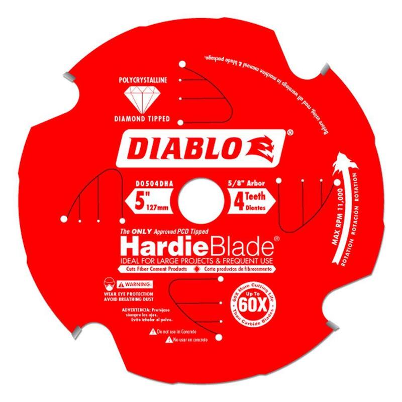 DIABLO 5 pulgadas x 4 Dientes HardieBlade Hoja de Sierra para Cemento de Fibra - D0504DHA
