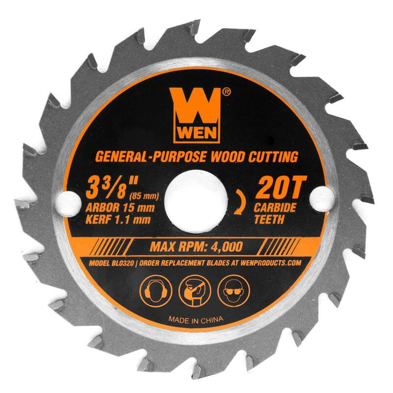 Hoja de sierra para carpintería profesional de 3-3/8 pulgadas y 20 dientes para sierras circulares compactas y miniaturas - BL0320