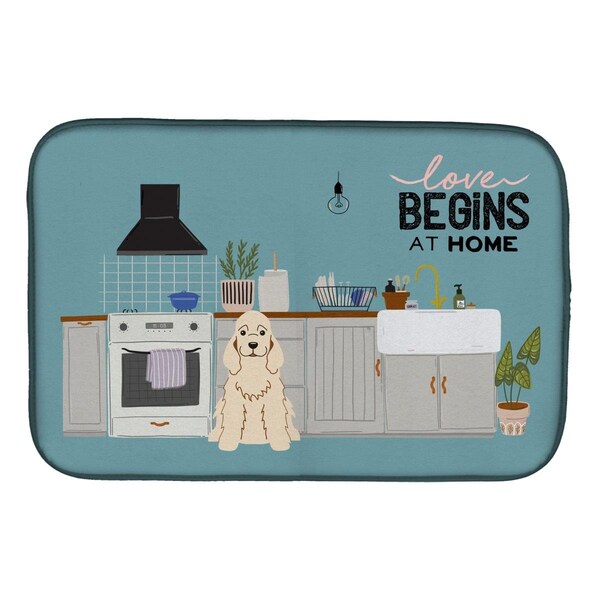 Carolines Treasures 14 x 21 in. Buff Cocker Spaniel Kitchen Scene Dish Drying Mat - CK7798DDM