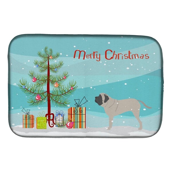 Carolines Treasures English Mastiff Merry Christmas Tree Dish Drying Mat - BB2974DDM