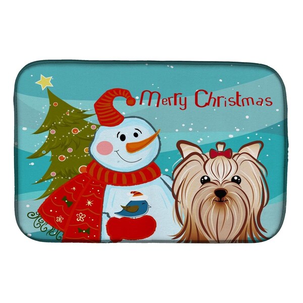 Carolines Treasures Snowman With Yorkie Yorkishire Terrier Dish Drying Mat - BB1824DDM