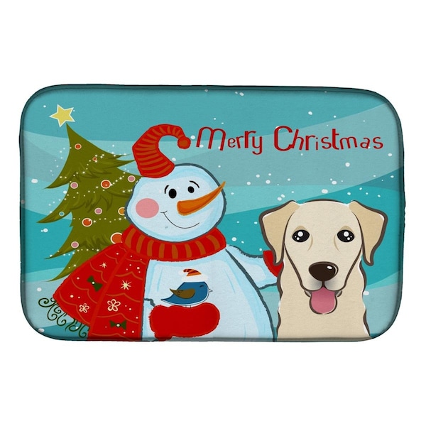 Carolines Treasures Snowman With Golden Retriever Dish Drying Mat - BB1872DDM