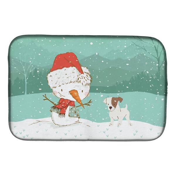 Carolines Treasures Jack Russell Terrier Snowman Christmas Dish Drying Mat - CK2090DDM
