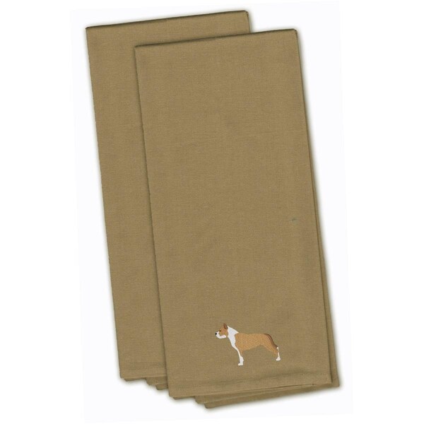Carolines Treasures Staffordshire Bull Terrier Tan Embroidered Kitchen Towel - BB3454TNTWE