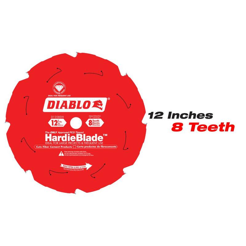 DIABLO 7-1/4 pulgadas x 4 dientes y 12 pulgadas x 8 dientes Hoja para concreto fibrocemento con diamante policristalino para sierra circular (2 hojas) - D07041208DH2GS