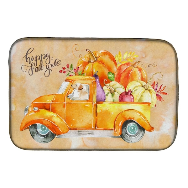 Carolines Treasures Fall Harvest Labrador Retriever Yellow Dish Drying Mat - CK2671DDM
