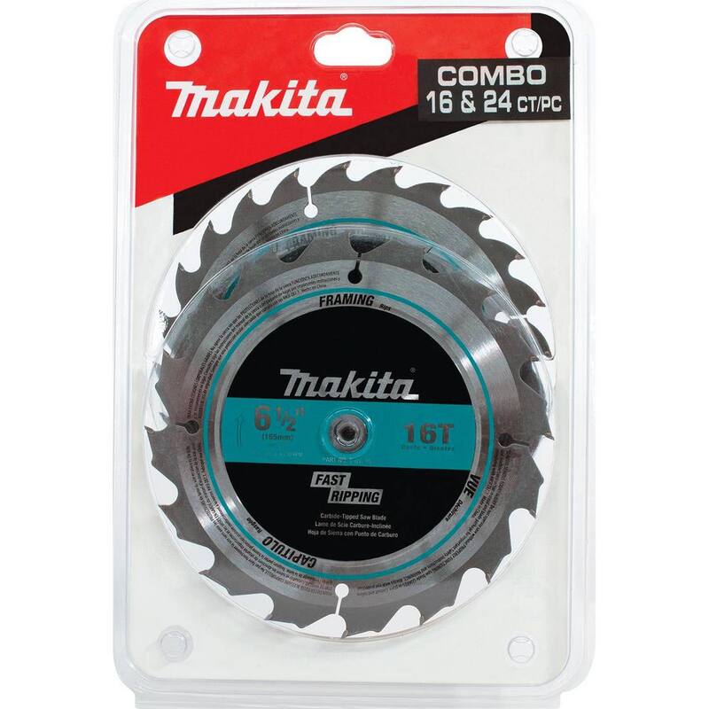 Makita 6-1/2 pulg. Hoja de sierra circular de punta de carburo (2 piezas) - T-01426