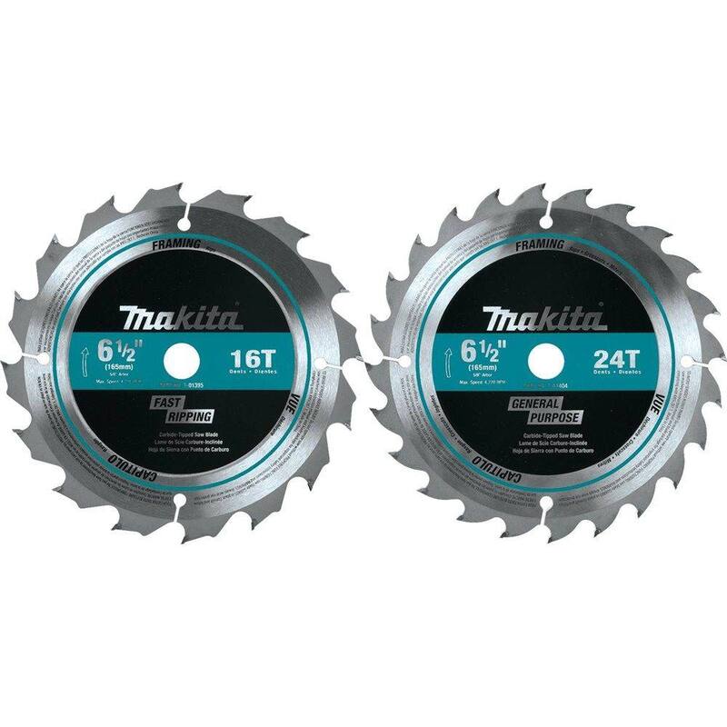 Makita 6-1/2 pulg. Hoja de sierra circular de punta de carburo (2 piezas) - T-01426