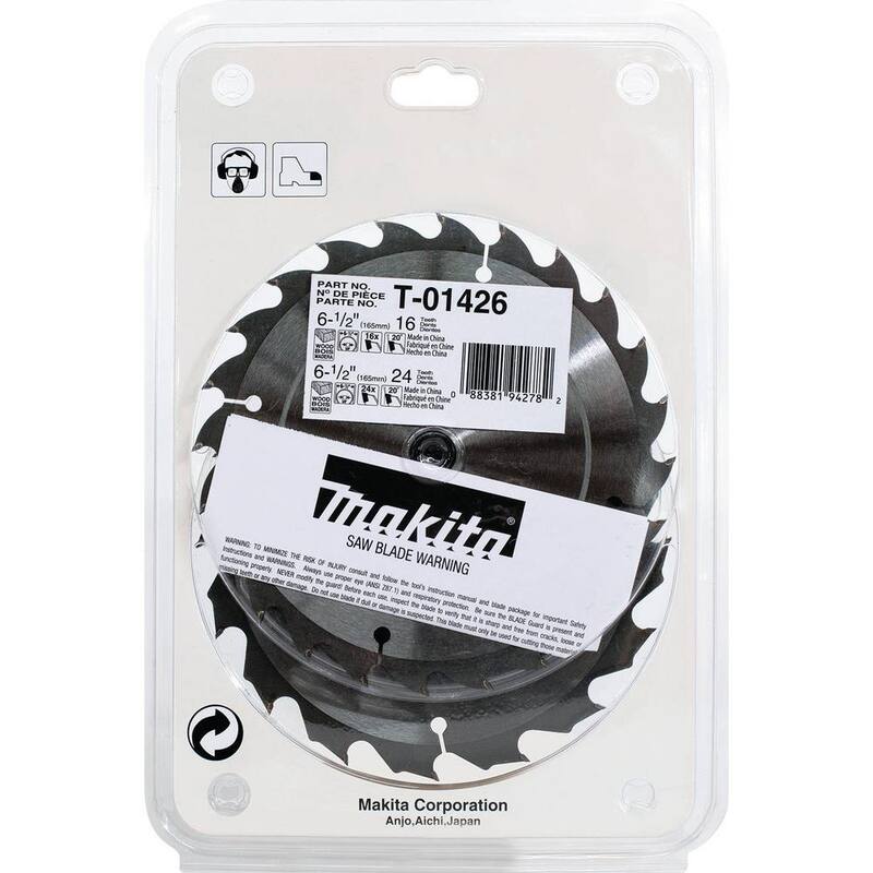 Makita 6-1/2 pulg. Hoja de sierra circular de punta de carburo (2 piezas) - T-01426