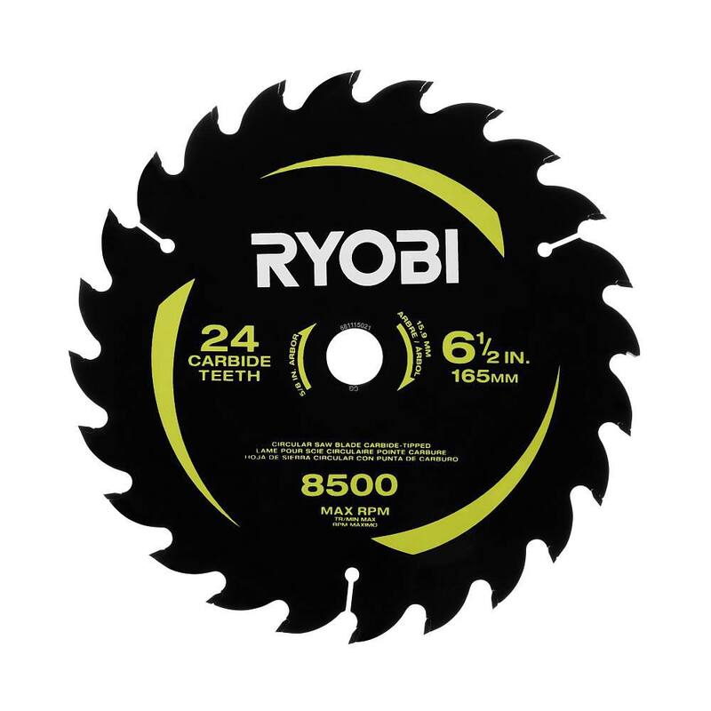 RYOBI 6-1/2 pulgadas. Hoja de sierra circular de carburo de kerf delgada de 24 dientes (1 pieza) - A066102