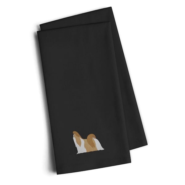 Carolines Treasures Shih Tzu Black Embroidered Kitchen Towel, Set of 2 - BB3446BKTWE