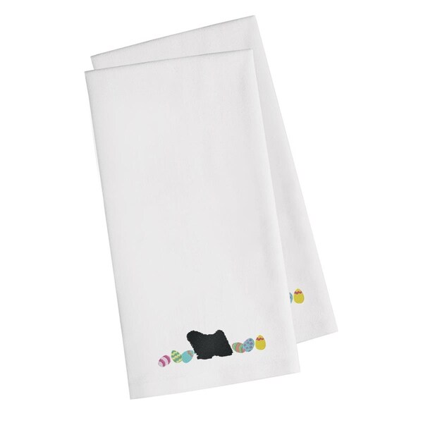 Carolines Treasures Puli Easter White Embroidered Kitchen Towel - CK1676WHTWE
