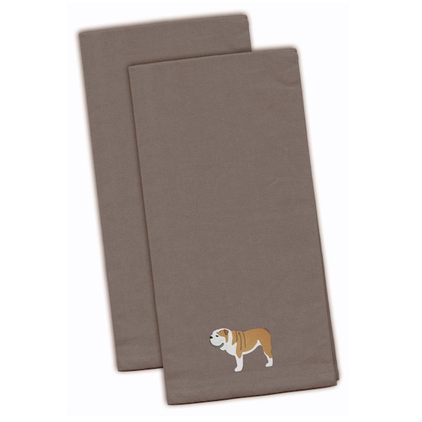Carolines Treasures English Bulldog Gray Embroidered Kitchen Towel - BB3462GYTWE
