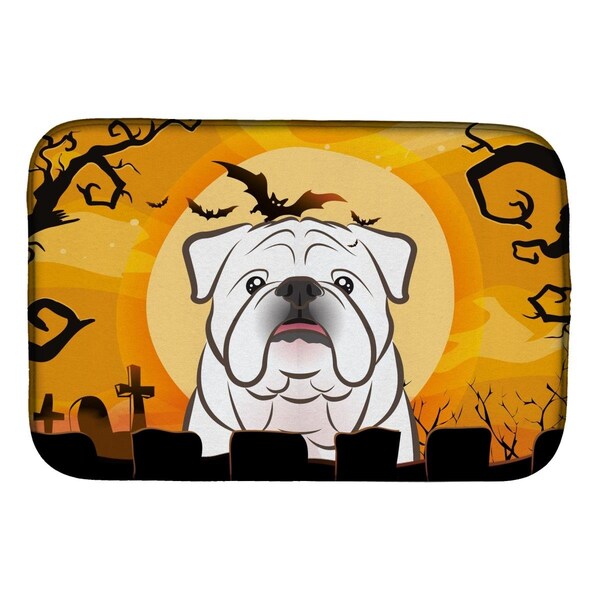 Carolines Treasures Halloween White English Bulldog Dish Drying Mat - BB1778DDM