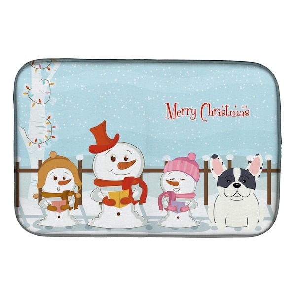 Carolines Treasures Merry Christmas Carolers French Bulldog Piebald Dish Drying Mat - BB2342DDM