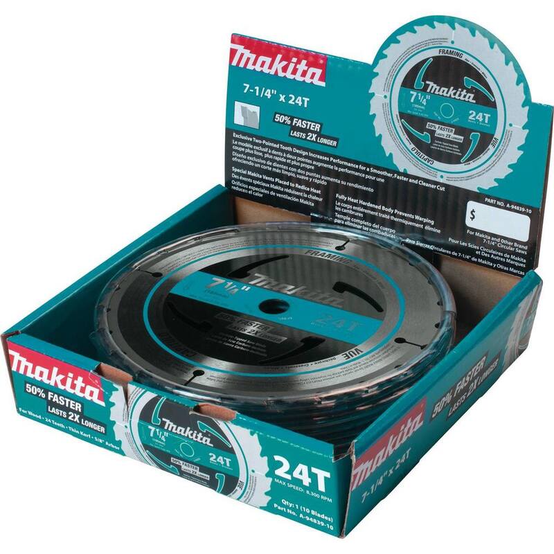 Disco para armazón de 7-1/4 pulgadas con puntas de carburo de 24 TPI de Makita (paquete de 10) - A-94839-10
