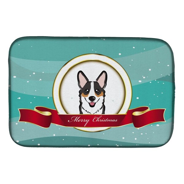 Carolines Treasures Tricolor Corgi Merry Christmas Dish Drying Mat - BB1565DDM