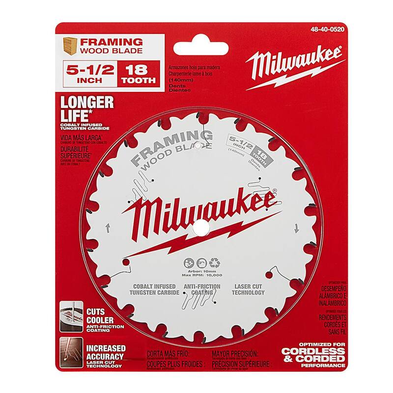 Disco de sierra circular para estructuras de 5-1/2 pulgadas x 18 dientes - 48-40-0520 de Milwaukee