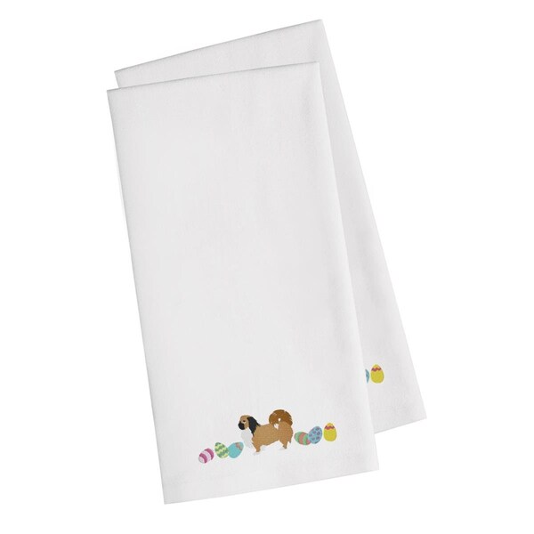 Carolines Treasures Pekingese Easter White Embroidered Kitchen Towel - CK1667WHTWE