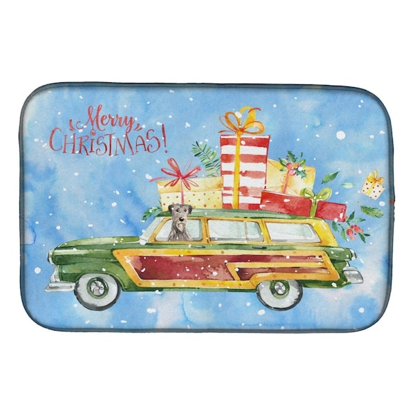 Carolines Treasures Merry Christmas Irish Wolfhound Dish Drying Mat - CK2409DDM