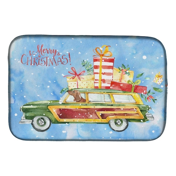 Carolines Treasures Merry Christmas Red Dachshund Dish Drying Mat - CK2465DDM