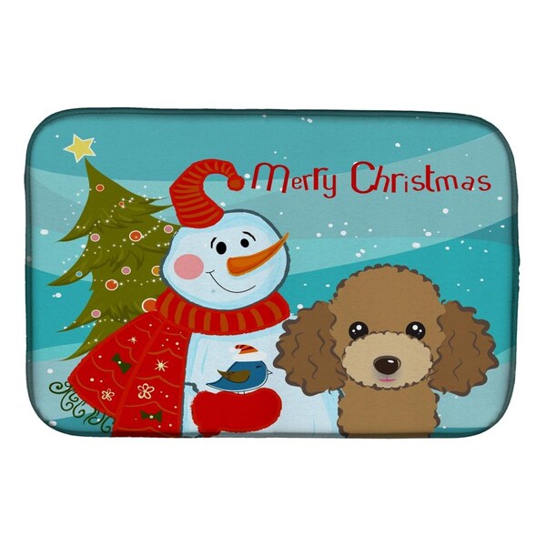 Carolines Treasures Snowman With Chocolate Brown Poodle Dish Drying Mat - BB1876DDM