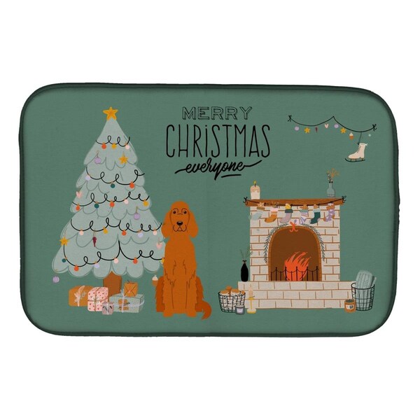 Carolines Treasures 14 x 21 in. Irish Setter Christmas Everyone Dish Drying Mat - CK7627DDM