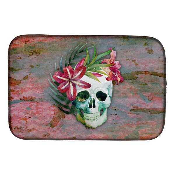 Carolines Treasures Day of the Dead Skull Flowers Dish Drying Mat - BB5125DDM