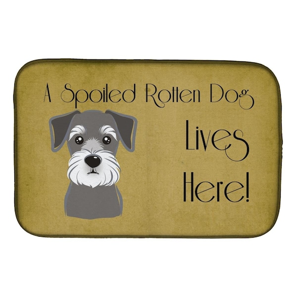 Carolines Treasures Schnauzer Spoiled Dog Lives Here Dish Drying Mat - BB1454DDM