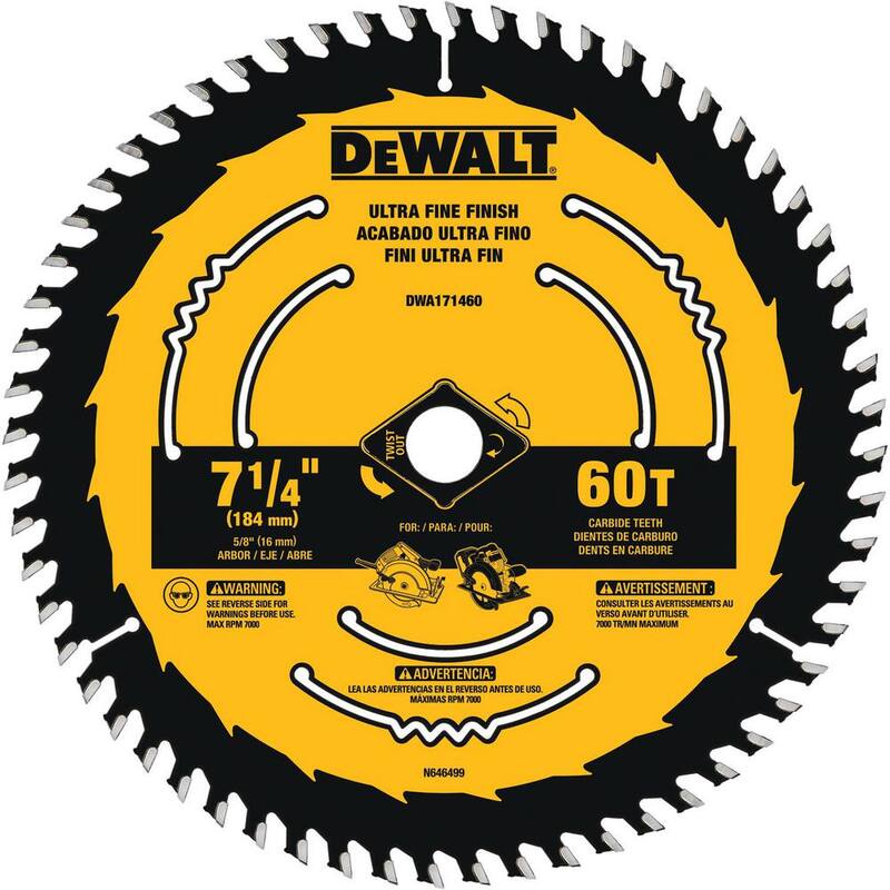 Hoja de sierra circular DEWALT de 7-1/4 pulgadas y 60 dientes - DWA171460