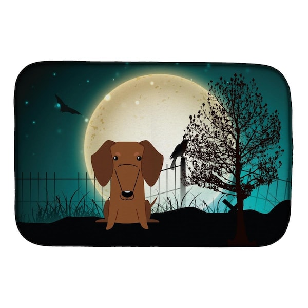 Carolines Treasures Halloween Scary Dachshund Red Brown Dish Drying Mat - BB2320DDM