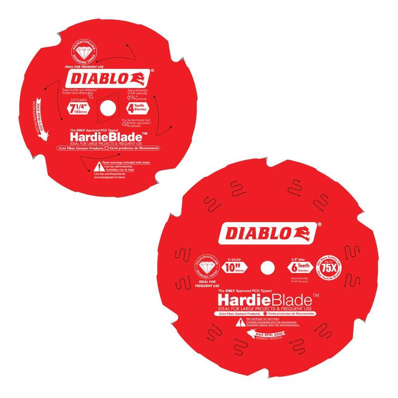 DIABLO 7-1/4 pulgadas x 4 dientes y 10 pulgadas x 6 dientes HARDIE Blade Hojas de sierra circular de fibrocemento con diamante policristalino (2 hojas) - D07041006DH2GS