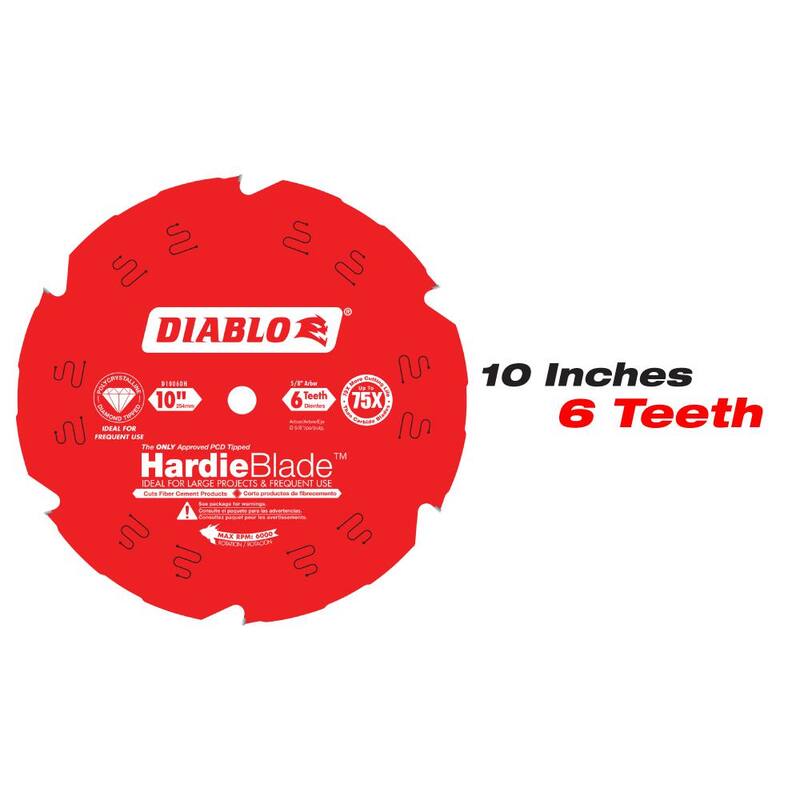 DIABLO 7-1/4 pulgadas x 4 dientes y 10 pulgadas x 6 dientes HARDIE Blade Hojas de sierra circular de fibrocemento con diamante policristalino (2 hojas) - D07041006DH2GS