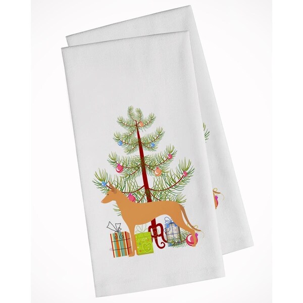 Carolines Treasures Pharaoh Hound Merry Christmas Tree White Kitchen Towel, 2PK - BB2906WTKT