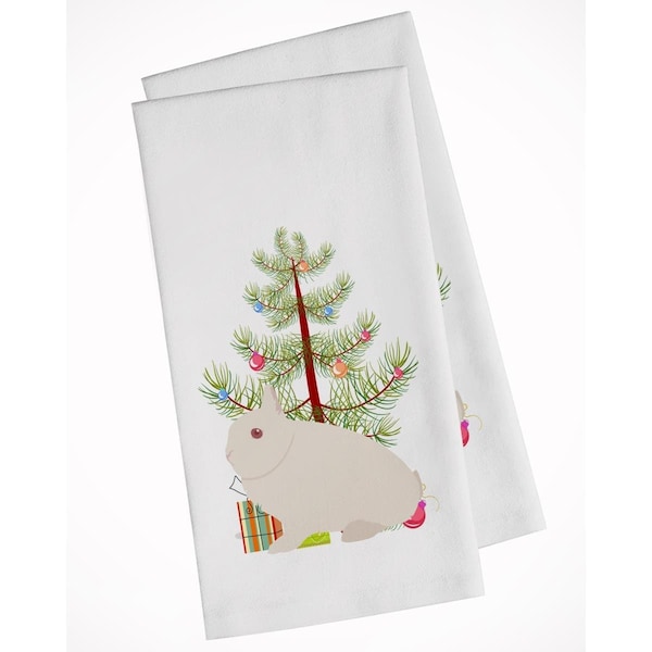 Carolines Treasures Hermelin Rabbit Christmas White Kitchen Towel, 2PK - BB9331WTKT