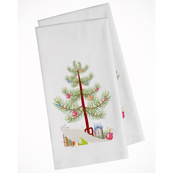 Carolines Treasures White Peacock Peafowl Christmas White Kitchen Towel, 2PK - BB9293WTKT