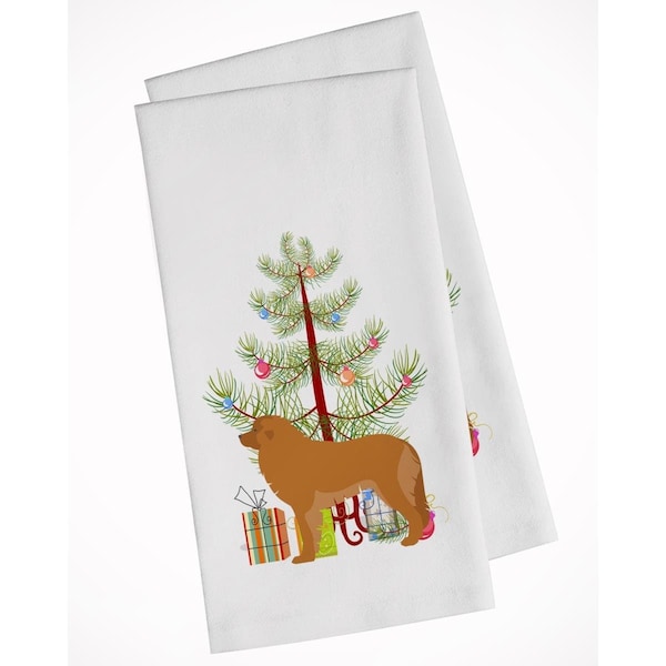 Carolines Treasures Leonberger Merry Christmas Tree White Kitchen Towel, 2PK - BB2976WTKT