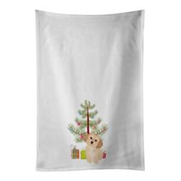 Carolines Treasures 28 x 19 in. Shih-Tzu Gold No.1 Christmas White Dish Towels Kitchen Towel, 2PK - WDK3169WTKT