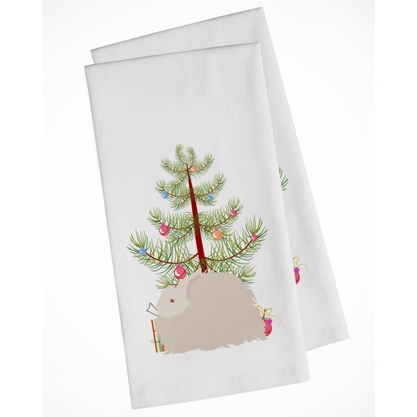 Carolines Treasures Fluffy Angora Rabbit Christmas White Kitchen Towel, 2PK - BB9326WTKT