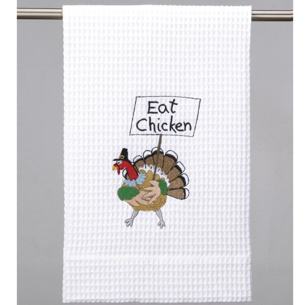 Peking Handicraft 16 x 25 in. Waffle Weave Eat Chicken Towel, Cotton - 04TA877WC