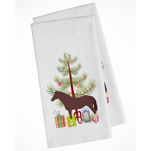 Carolines Treasures English Thoroughbred Horse Christmas White Kitchen Towel, 2PK - BB9280WTKT