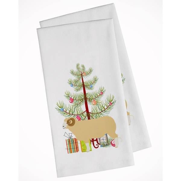 Carolines Treasures Horned Dorset Sheep Christmas White Kitchen Towel, 2PK - BB9347WTKT