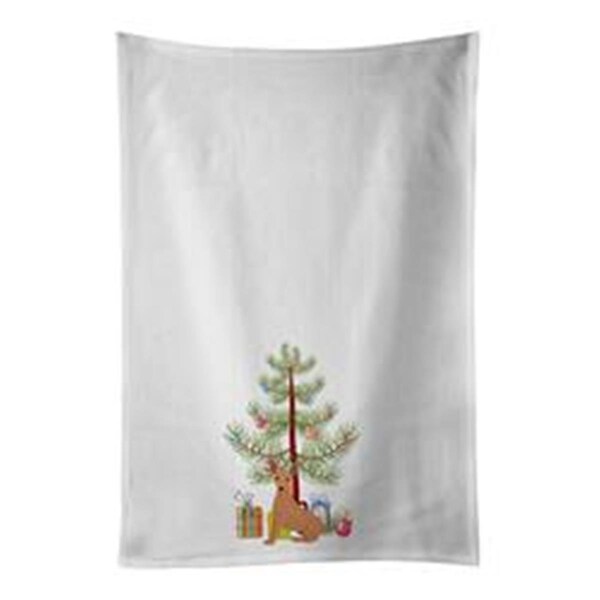 Carolines Treasures 28 x 19 in. Miniature Pinscher Christmas Tree White Dish Towels Kitchen Towel, 2PK - CK3503WTKT
