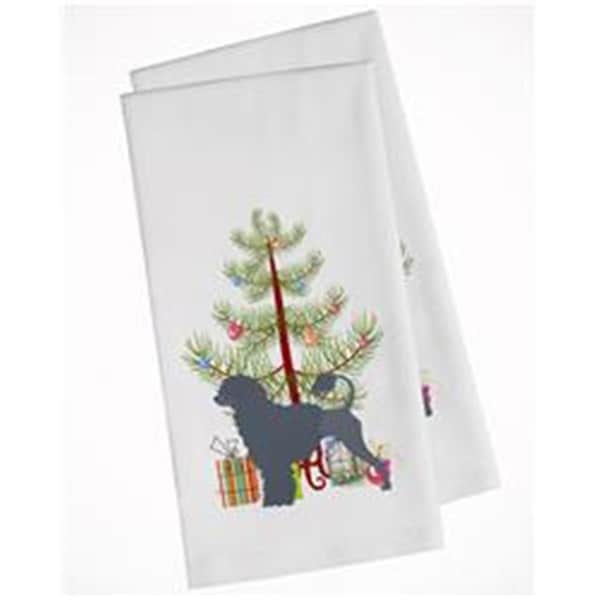 Carolines Treasures Portuguese Water Dog Merry Christmas Tree White Kitchen Towel, 2PK - BB2986WTKT