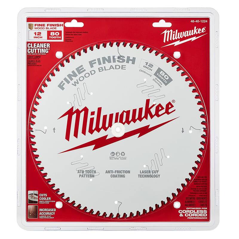 Milwaukee 12 pulgadas x Hoja de sierra circular de carburo de 80 dientes y 12 pulgadas x Hoja de sierra circular ultra fina de 100 dientes (Paquete de 2) - 48-40-1224-48-40-1228