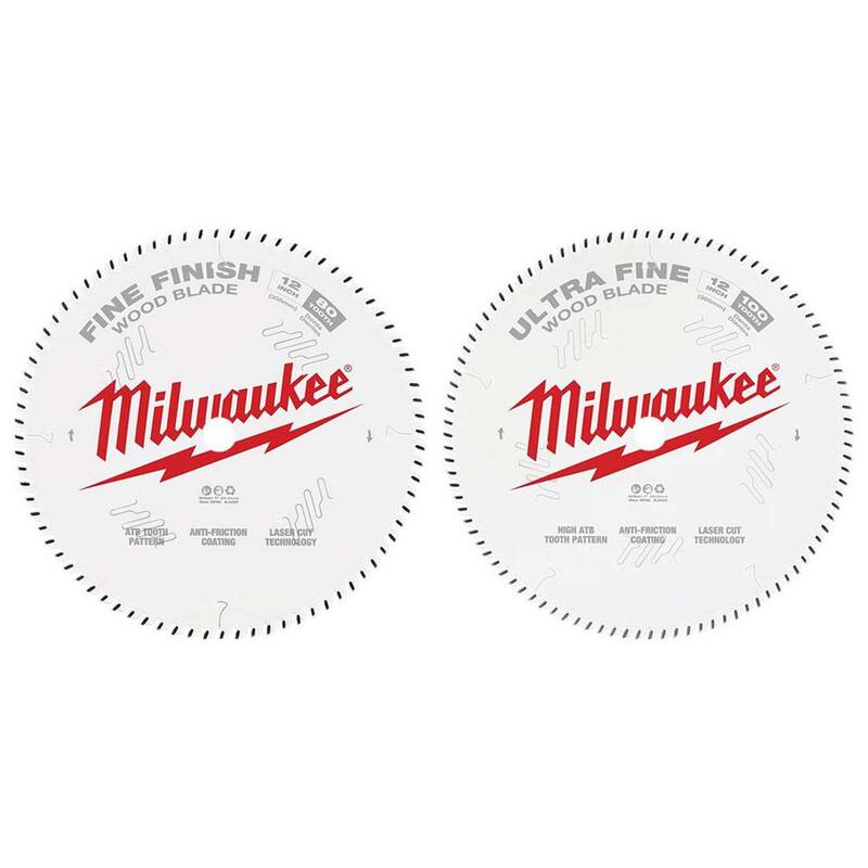 Milwaukee 12 pulgadas x Hoja de sierra circular de carburo de 80 dientes y 12 pulgadas x Hoja de sierra circular ultra fina de 100 dientes (Paquete de 2) - 48-40-1224-48-40-1228