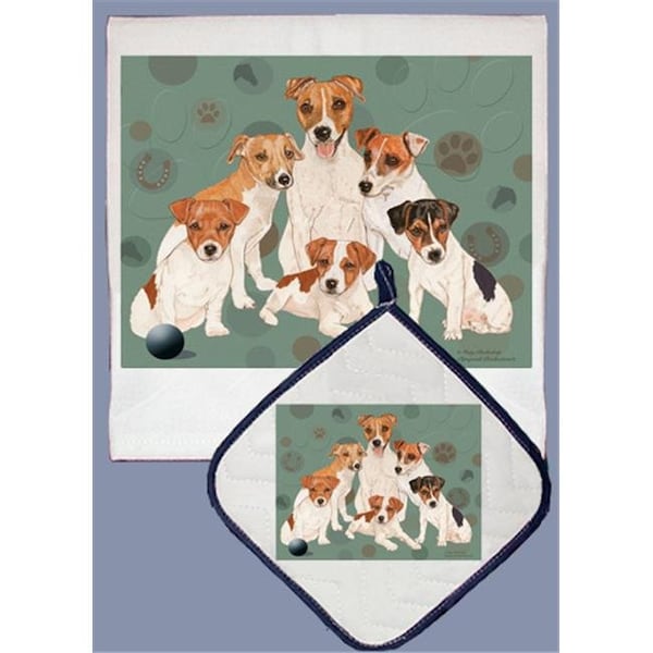 Pipsqueak Productions Pipsqueak Productions DP554 Dish Towel and Pot Holder Set - Jack Russell Terrier - DP554